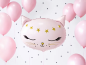 Preview: XL Folienballon Figur - Rosa Katze - 48cm x 36cm